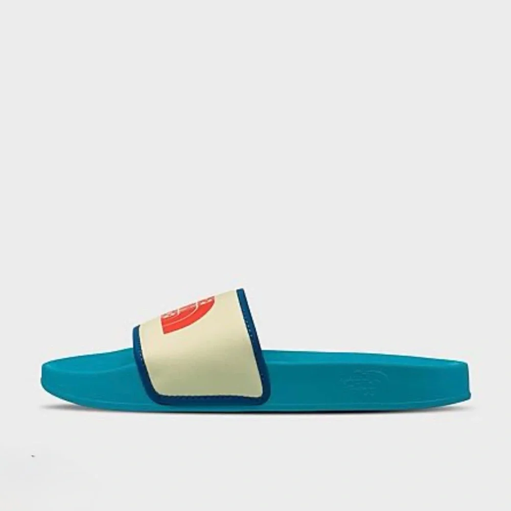 Rare The North Face NFOA4T2SIGT Women Blue/ Pear Sorbet Base Camp Slides Size 8